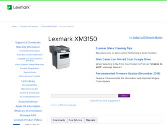 XM3150 driver download page on the Lexmark site