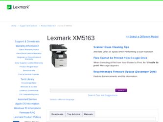 XM5163 driver download page on the Lexmark site