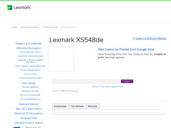 XS548de driver download page on the Lexmark site