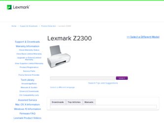 Z2300 driver download page on the Lexmark site