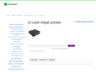 i3 color inkjet printer driver download page on the Lexmark site