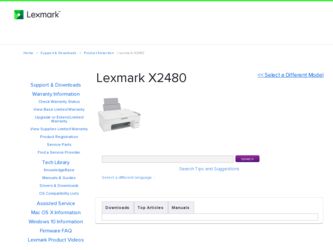 x2480 driver download page on the Lexmark site