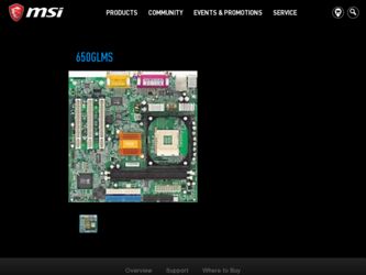 650GLMS driver download page on the MSI site