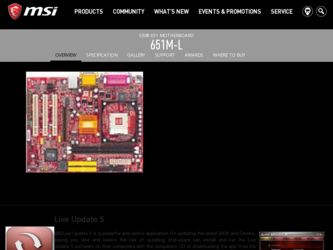 651ML driver download page on the MSI site
