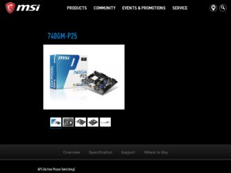 740GMP25 driver download page on the MSI site