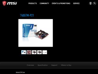 740GTMP21 driver download page on the MSI site