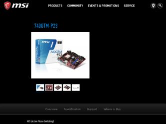 740GTMP23 driver download page on the MSI site