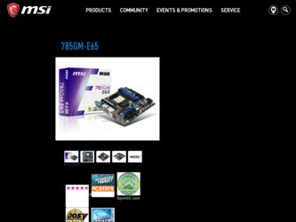 785GM-E65 driver download page on the MSI site