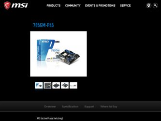 785GMP45 driver download page on the MSI site