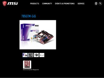 785GTM driver download page on the MSI site