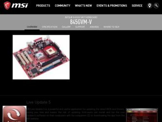 845GVM-V driver download page on the MSI site
