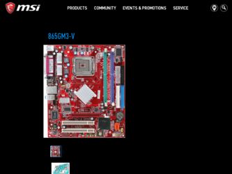 865GM3V driver download page on the MSI site