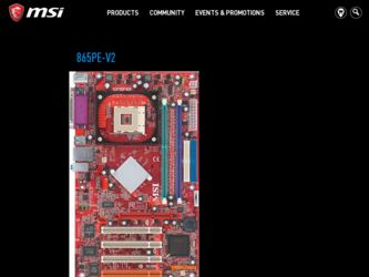 865PEV2 driver download page on the MSI site