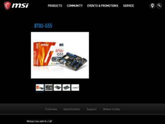 870UG55 driver download page on the MSI site