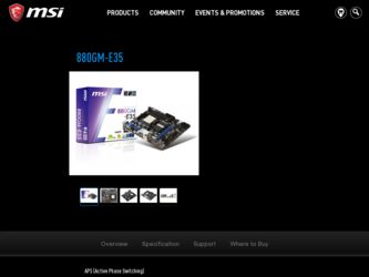 880GME35 driver download page on the MSI site
