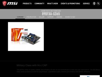 890FXAGD65 driver download page on the MSI site