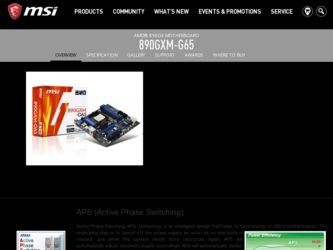890GXMG65 driver download page on the MSI site