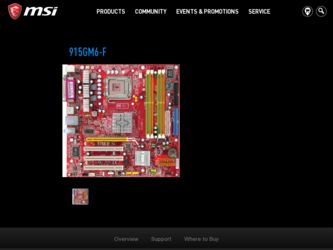 915GM6F driver download page on the MSI site