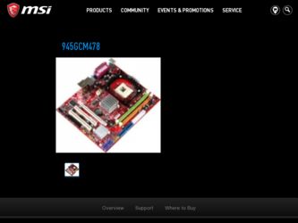 945GCM478 driver download page on the MSI site