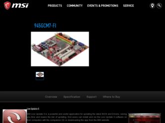 945GCM7FI driver download page on the MSI site