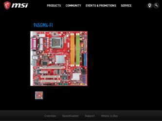 945GM4FI driver download page on the MSI site