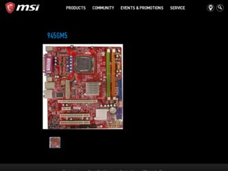 945GM5 driver download page on the MSI site