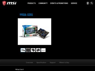 990XAGD55 driver download page on the MSI site