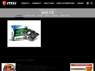 A55M driver download page on the MSI site