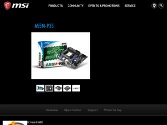 A55MP35 driver download page on the MSI site