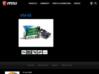 A75AG35 driver download page on the MSI site