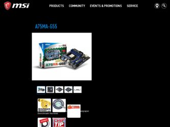 A75MAG55 driver download page on the MSI site