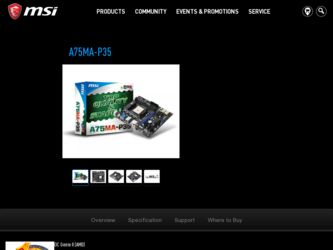 A75MAP35 driver download page on the MSI site