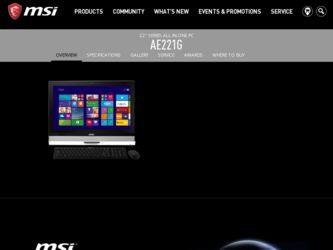 AE221G driver download page on the MSI site
