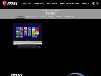 AE270G driver download page on the MSI site