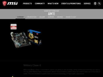 AM1I driver download page on the MSI site