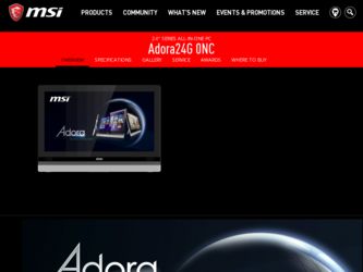 Adora24G driver download page on the MSI site