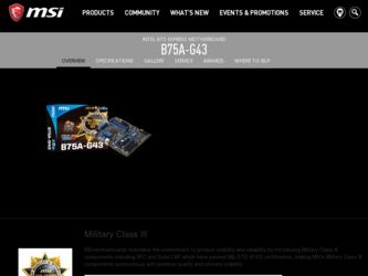 B75A driver download page on the MSI site