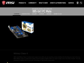 B85 driver download page on the MSI site
