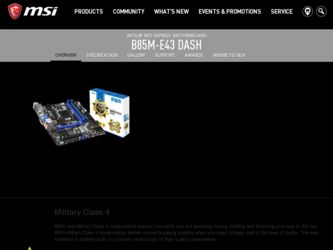 B85M driver download page on the MSI site