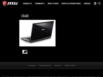 CR400 driver download page on the MSI site