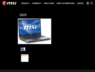 CR610 driver download page on the MSI site