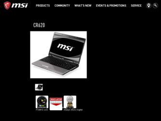 CR620 driver download page on the MSI site
