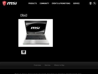 CR643 driver download page on the MSI site