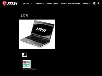 CR720 driver download page on the MSI site