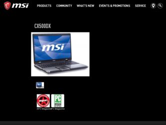 CX500DX driver download page on the MSI site