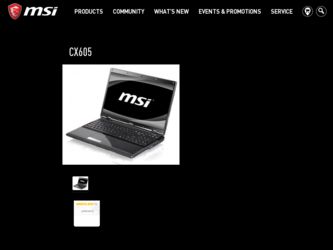 CX605 driver download page on the MSI site