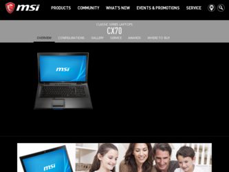 CX70 driver download page on the MSI site