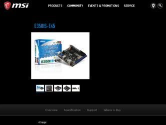 E350ISE45 driver download page on the MSI site