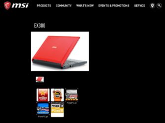 EX300 driver download page on the MSI site