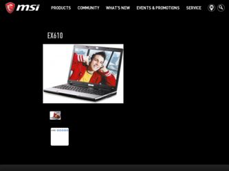 EX610 driver download page on the MSI site